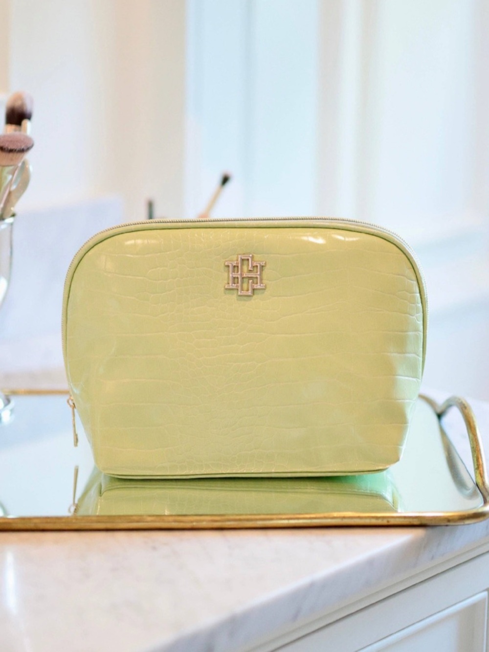 Caroline Hill LIME EC Capri Large Makeup Pouch